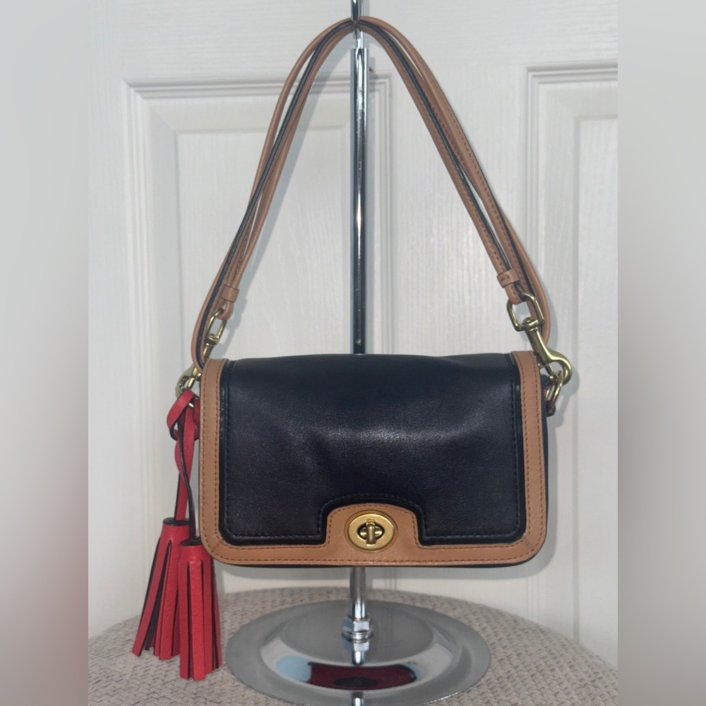 COACH LEGACY COLOR BLOCK TASSLE LEATHER CROSSBODY BAG EUC #19898